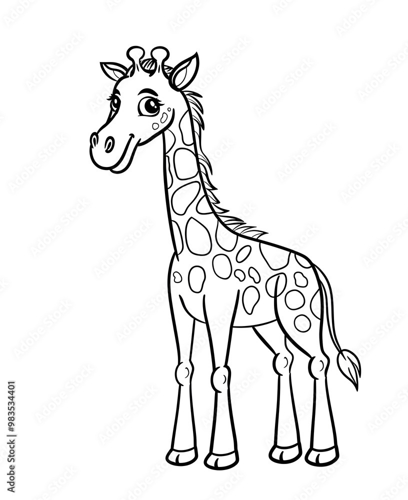Obraz premium Adorable Giraffe Coloring Page for Kids to Enjoy
