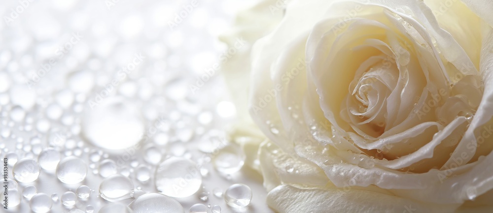 Close-up of a delicate white rose with soft bokeh background in warm tones. Close-up of a delicate white rose with soft bokeh background in warm tones.