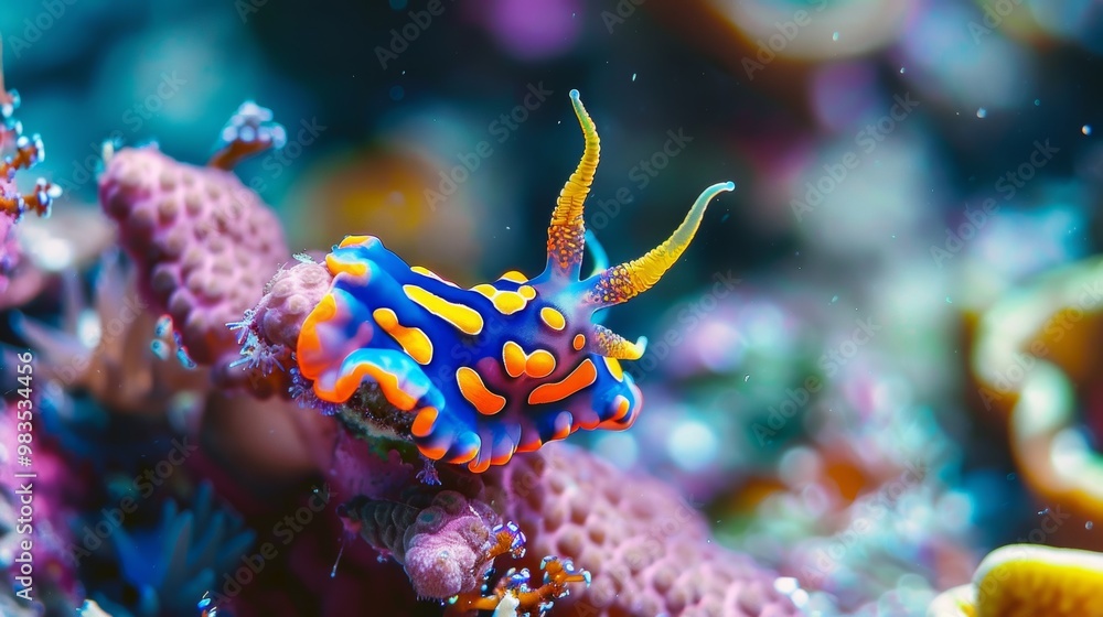 Fototapeta premium Vibrant Nudibranch Sea Slug in Underwater Marine Habitat