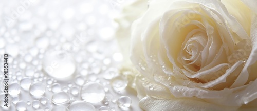 Close-up of a delicate white rose with soft bokeh background in warm tones.