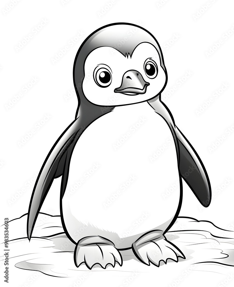 Fototapeta premium Adorable Penguin Coloring Page for Kids to Enjoy