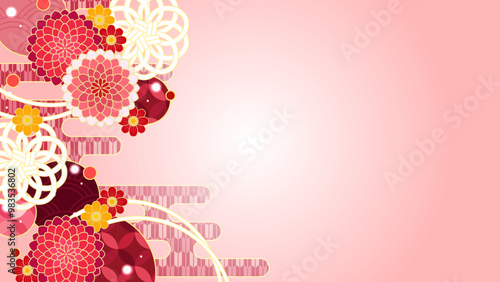 ピンク色がかわいい和風の背景素材