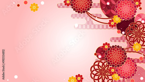 ピンク色がかわいい和風の背景素材