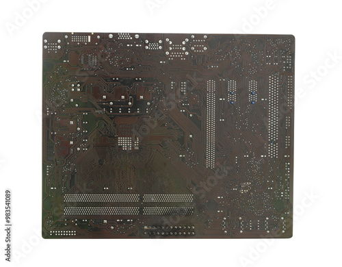 Obraz na płótnie Back of computer motherboard with transparent image of PNG format extension. w salonie