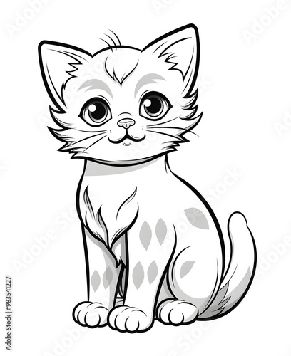 Cute American Curl Cat Coloring Page for Kids