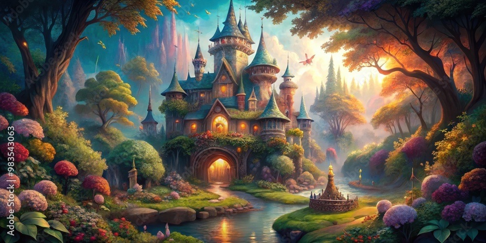Fototapeta premium Enchanting fairytale scene brought to life in stunning render