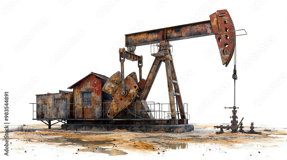 Oil Pump Jack on Oilfield Industry Background Oil Pump Jack on Oilfield Industry Background