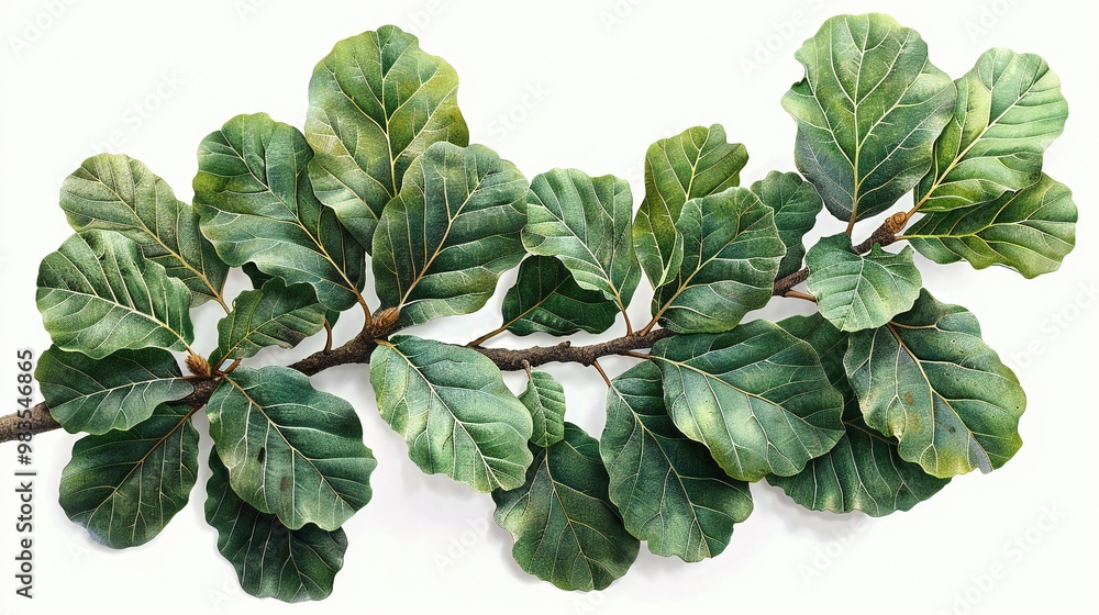 Fototapeta premium Realistic Oak Branch with Leaves