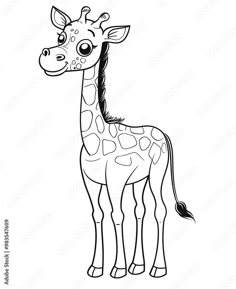 Fototapeta premium Adorable Giraffe Coloring Page for Kids