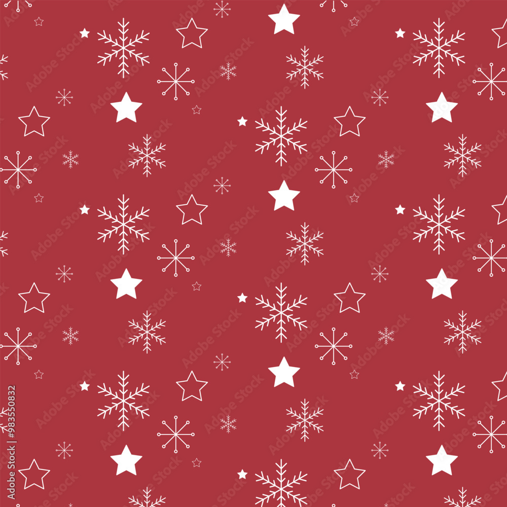 Red and white Christmas pattern, snowflakes and stars
Red and white Christmas pattern, snowflakes and stars