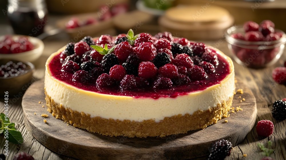 Delicious Cheesecake Topped with Berries Delicious Cheesecake Topped with Berries