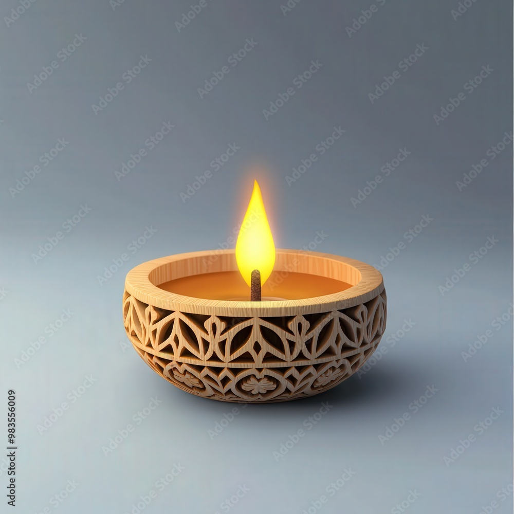 An elegant wooden candle holder with a soft flame, creating a serene ambiance and perfect for relaxation or meditation. An elegant wooden candle holder with a soft flame, creating a serene ambiance and perfect for relaxation or meditation.