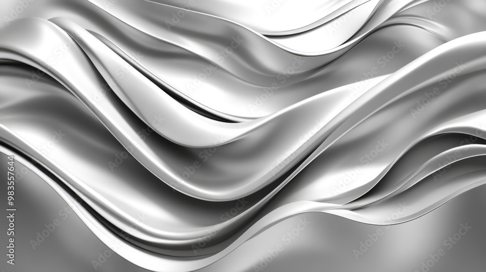 Obraz premium Minimalist Monochrome Layers with a Futuristic Gradient Sleek Silver Grey Technology with a Smooth Surface Dynamic Gray Digital Fluid Art Trendy Metallic Aluminum Shape Background
