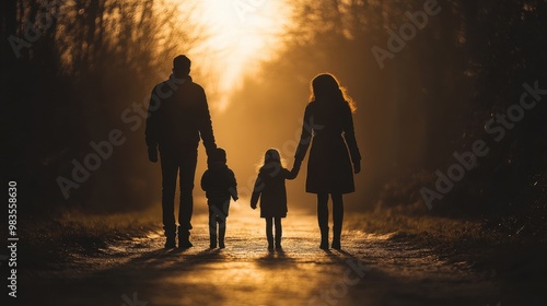 Cozy Family Stroll on a Winter Night