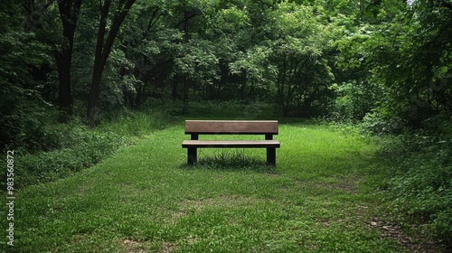 Tranquil Park Bench Amidst Lush Greenery