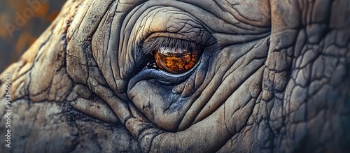 Close up of a white rhino s eye in a macro perspective showcasing the beauty of wildlife and nature photo