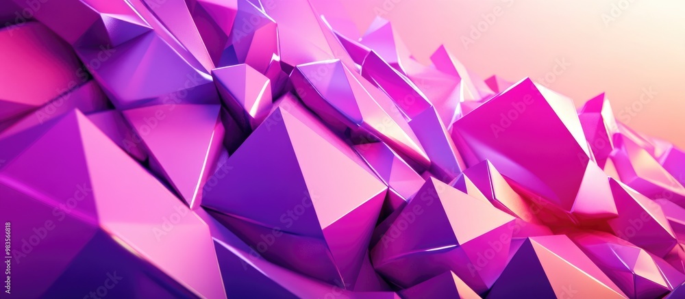 Low poly background featuring 3D objects with a modern gradient in shades of purple An artistic geometric design composed of polygons Low poly background featuring 3D objects with a modern gradient in shades of purple An artistic geometric design composed of polygons