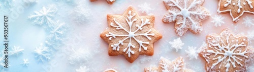 Delicious snowflake cookies dusted with icing sugar, perfect for holiday festivities and winter celebrations.