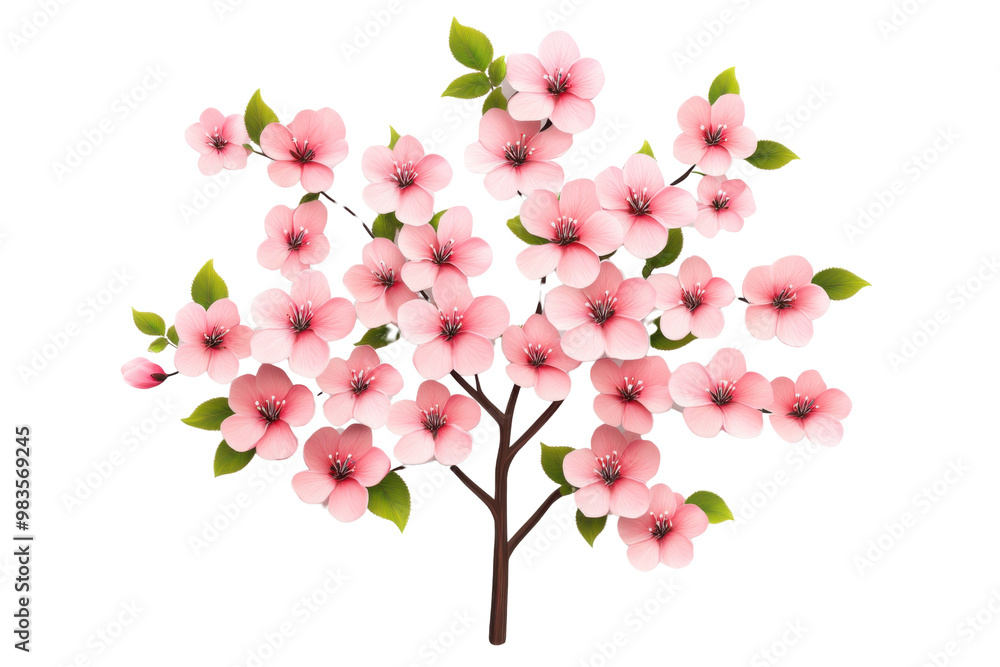 Fototapeta premium Beautiful pink cherry blossom flowering tree, PNG