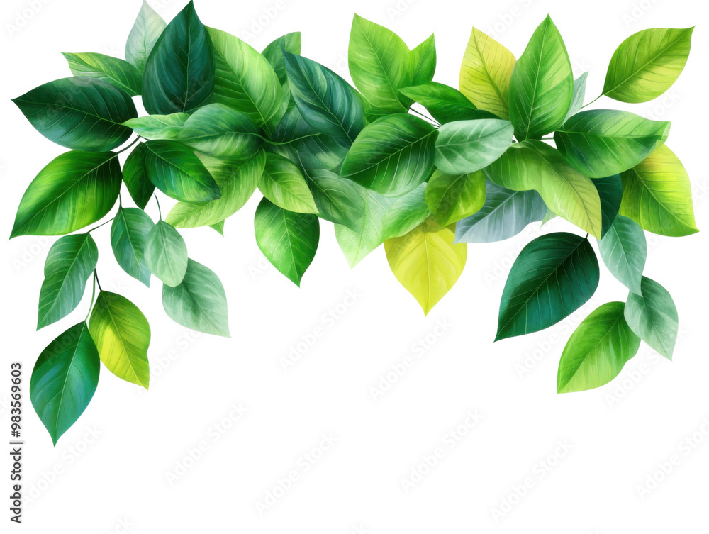 Vibrant green leaves arranged beautifully, PNG Vibrant green leaves arranged beautifully, PNG