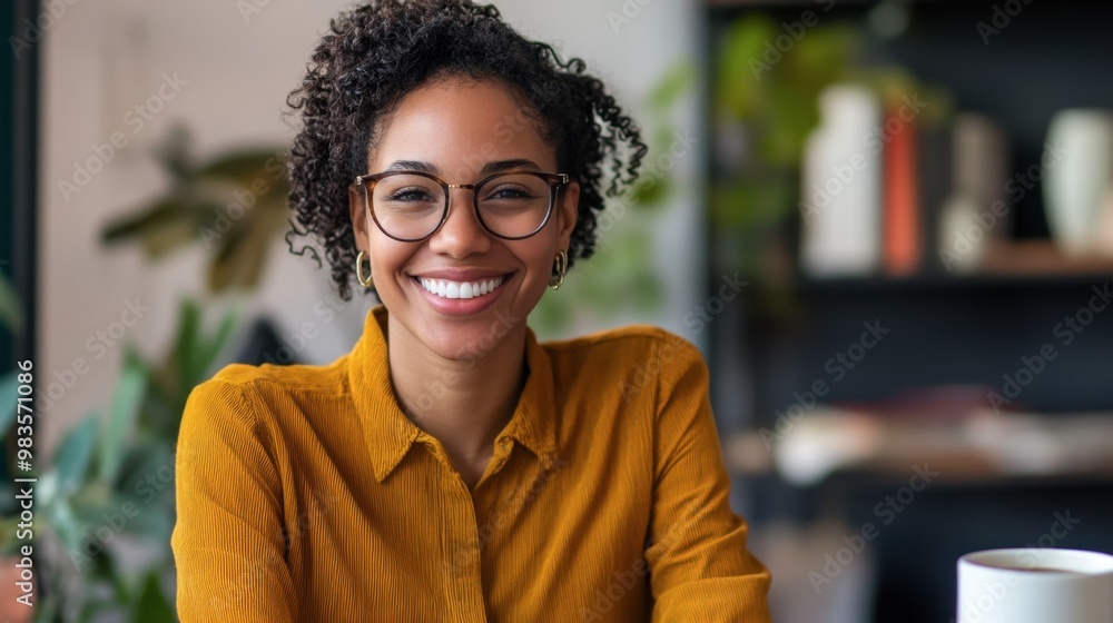 A smiling businessperson sitting at a desk with a cup of coffee, ready to tackle the tasks. A smiling businessperson sitting at a desk with a cup of coffee, ready to tackle the tasks.