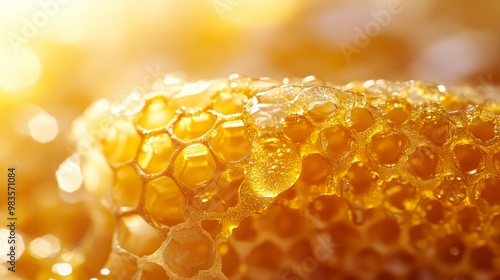 Golden Honeycomb: A Close-Up View of Nature's Sweetness