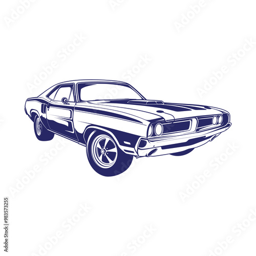 muscle car classic style vector illustration