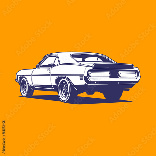 American muscle car vector illustration isolated on white background.