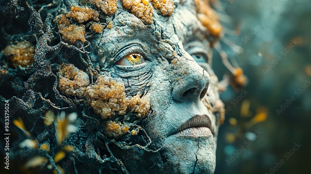 Surreal Transformation: A Humanoid Creature Merges with Nature Surreal Transformation: A Humanoid Creature Merges with Nature
