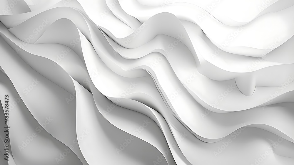 Obraz premium Abstract white waves creating a smooth, flowing texture.