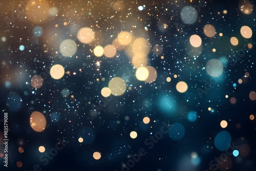 Abstract Blue and Gold Bokeh Background