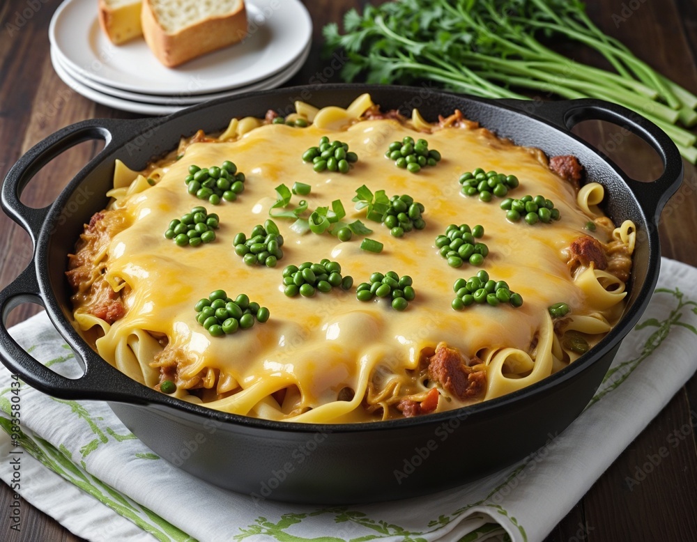 Hearty Cheesy Casserole in a Rustic Dish Hearty Cheesy Casserole in a Rustic Dish