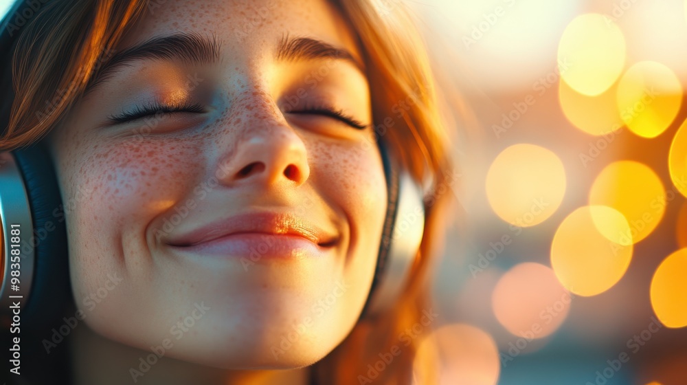 An artistic close-up shot of a person wearing large headphones, with the background beautifully blurred into warm bokeh lights, creating a cozy and intimate atmosphere. An artistic close-up shot of a person wearing large headphones, with the background beautifully blurred into warm bokeh lights, creating a cozy and intimate atmosphere.