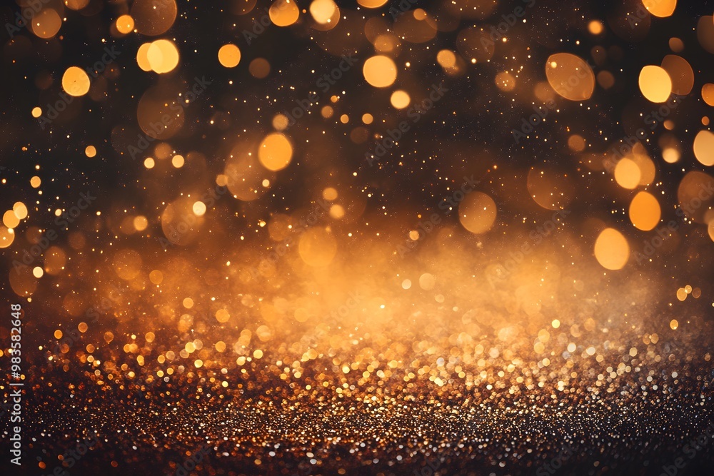 Golden Glitter Background with Bokeh Lights Golden Glitter Background with Bokeh Lights