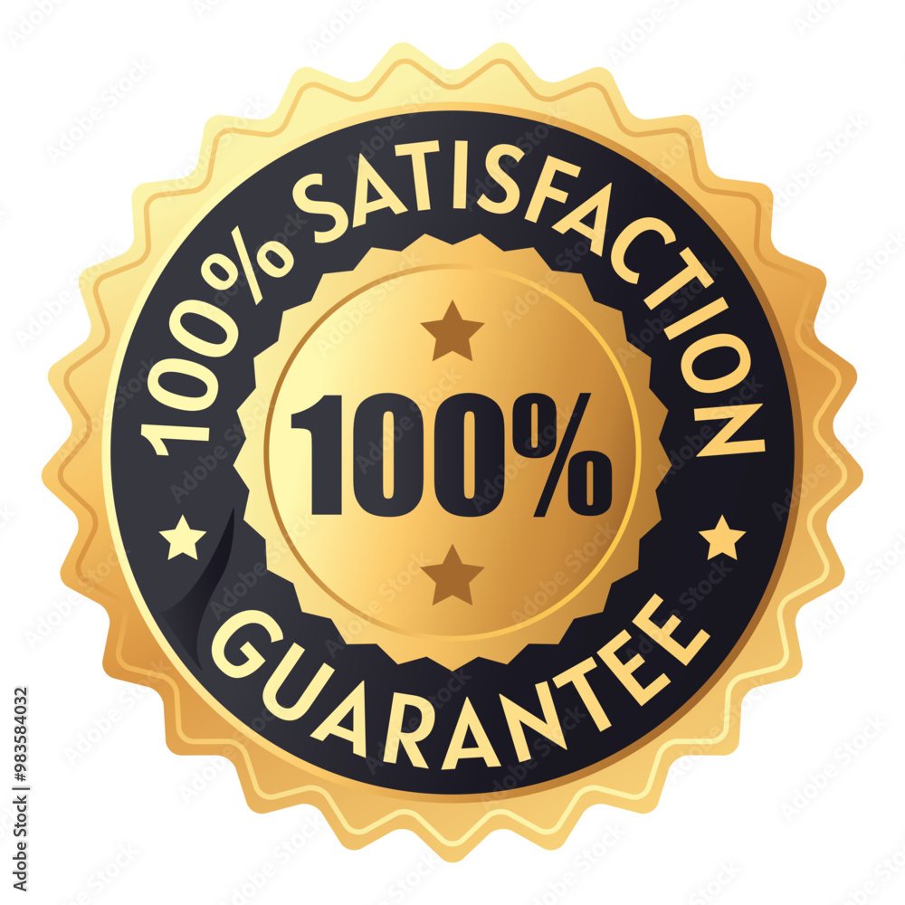 Golden 100% Satisfaction Guarantee Badge Golden 100% Satisfaction Guarantee Badge