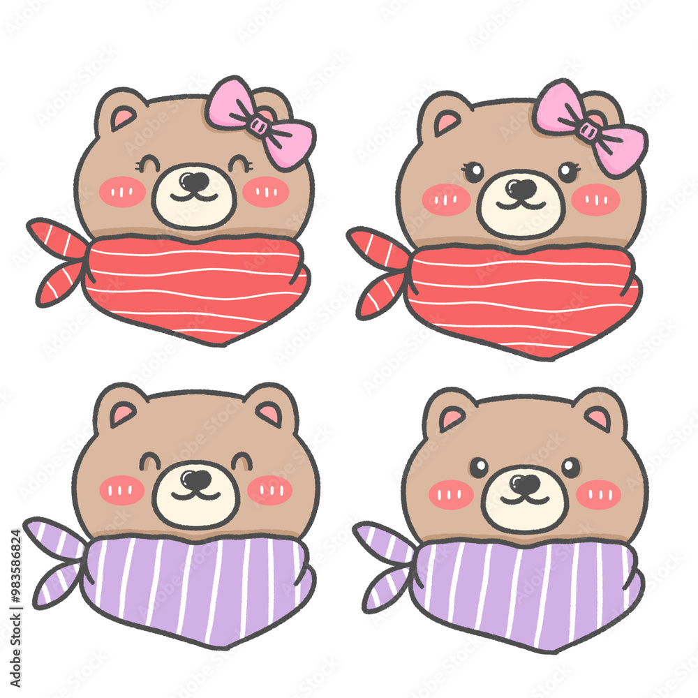 A cute drawing of a brown bear wearing a scarf. A cute drawing of a brown bear wearing a scarf.