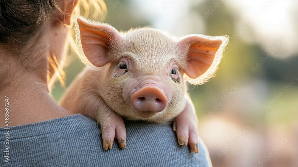 Adorable Piglet Closeup Portrait on Rural Farm Setting Adorable Piglet Closeup Portrait on Rural Farm Setting