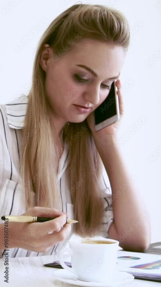Blonde business woman working at modern office. Business concept. Blonde business woman working at modern office. Business concept.