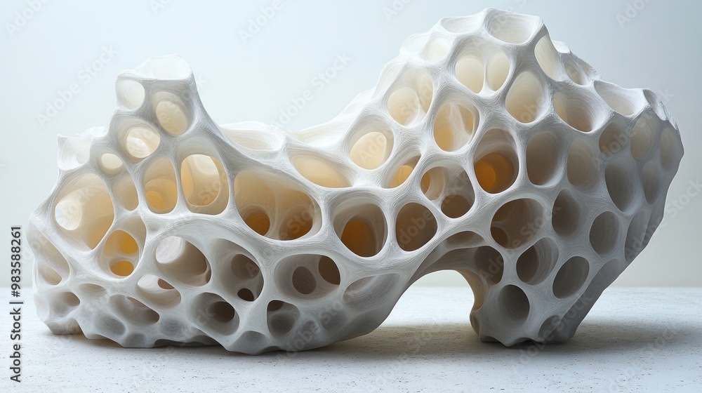 Abstract sculpture with organic forms and hollow structures. Abstract sculpture with organic forms and hollow structures.