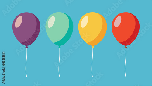 set of balloons in cartoon flat style isolated on white background. Vector set
