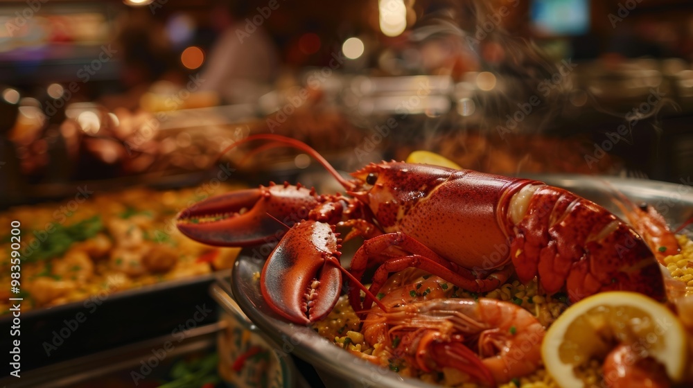 Indulge in a succulent lobster tail surrounded by a lavish cajun seafood boil experience Indulge in a succulent lobster tail surrounded by a lavish cajun seafood boil experience