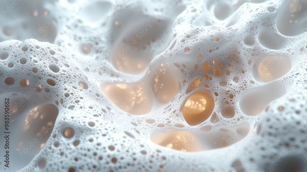 Abstract close-up of textured foam with light reflections. Abstract close-up of textured foam with light reflections.