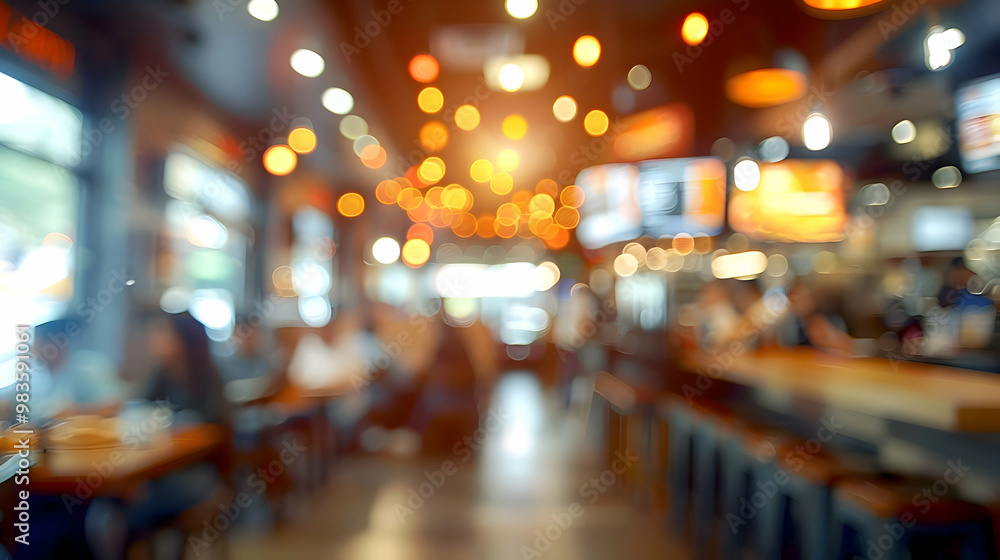 Blurry Abstract Background with Defocused Lights and People in a Restaurant Setting Blurry Abstract Background with Defocused Lights and People in a Restaurant Setting