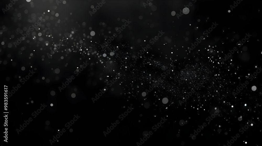 Abstract Background with White Glowing Particles Scattered on Black Background, Creates a Sparkling and Festive Atmosphere, Perfect for Holiday and Celebration Designs Abstract Background with White Glowing Particles Scattered on Black Background, Creates a Sparkling and Festive Atmosphere, Perfect for Holiday and Celebration Designs