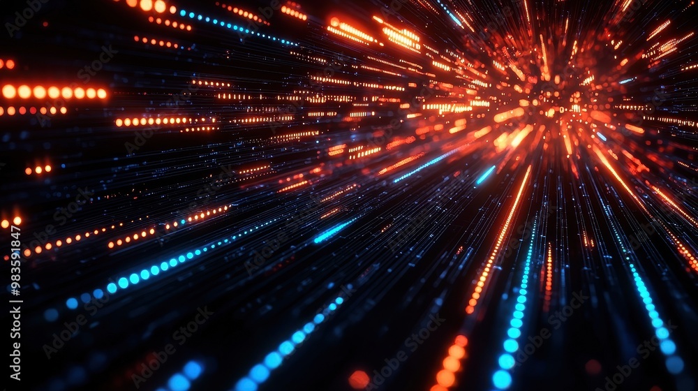 Abstract light trails in blue and orange on a dark background. Abstract light trails in blue and orange on a dark background.