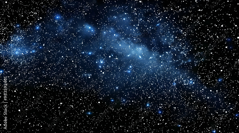 Obraz premium A Stunning Digital Illustration of a Night Sky Filled with Stars and a Blue Nebula in the Distance