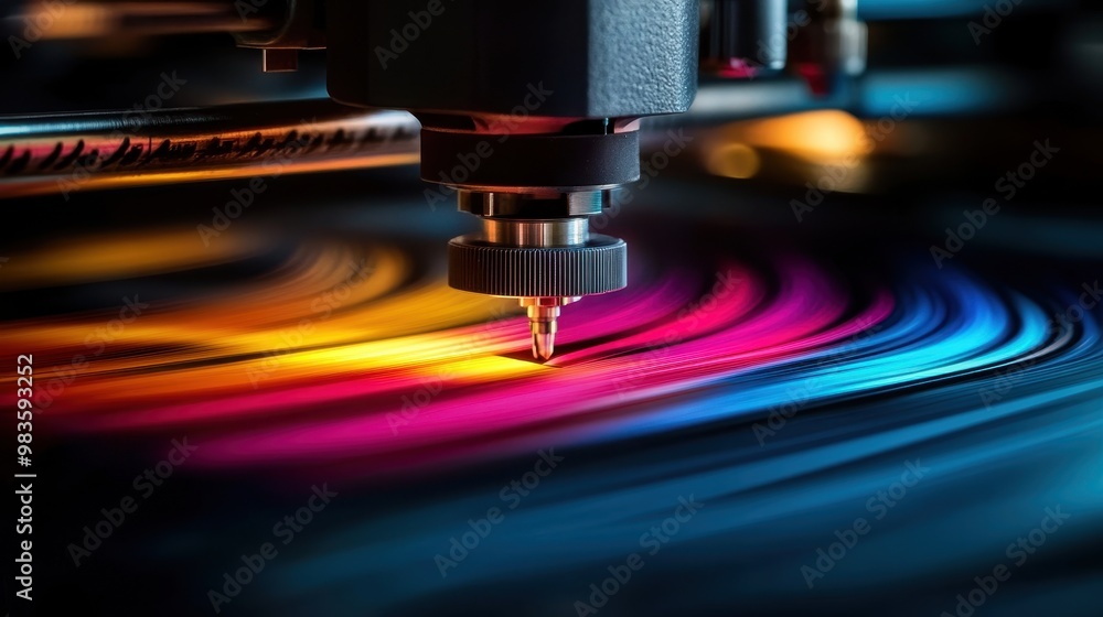 Precision laser cutting creating vibrant patterns on colorful materials. Precision laser cutting creating vibrant patterns on colorful materials.