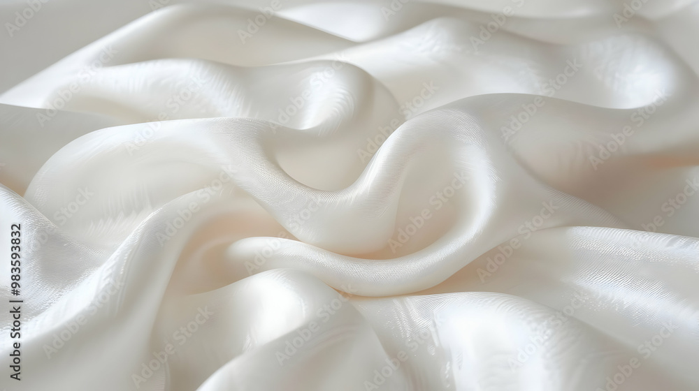 Close-Up Image of Smooth White Fabric Draped and Textured in Soft Waves, Creating an Elegant and Minimalist Background Close-Up Image of Smooth White Fabric Draped and Textured in Soft Waves, Creating an Elegant and Minimalist Background
