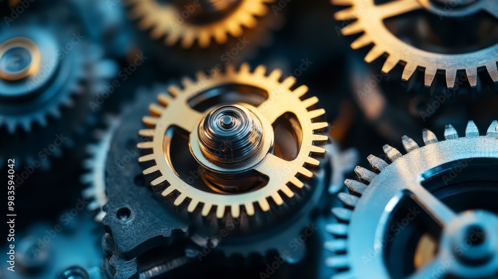 Closeup of Interlocking Gears in a Machine Closeup of Interlocking Gears in a Machine