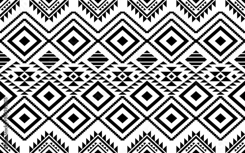 Ancient echoes Aztec geometric seamless patterns southwest Navajo Native American tribal ethnic black and white for textile printing